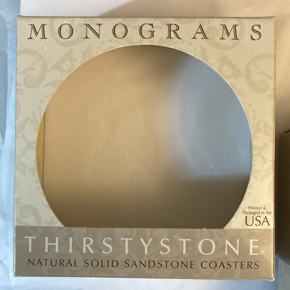 Set of 4 Thirstystone Monograms letter I Natural Solid Sandstone Coasters - Picture 5 of 5